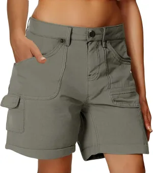 Womens Sports Shorts Button Down Cargo Pants with Pockets Athletic Shorts Summer Outfit