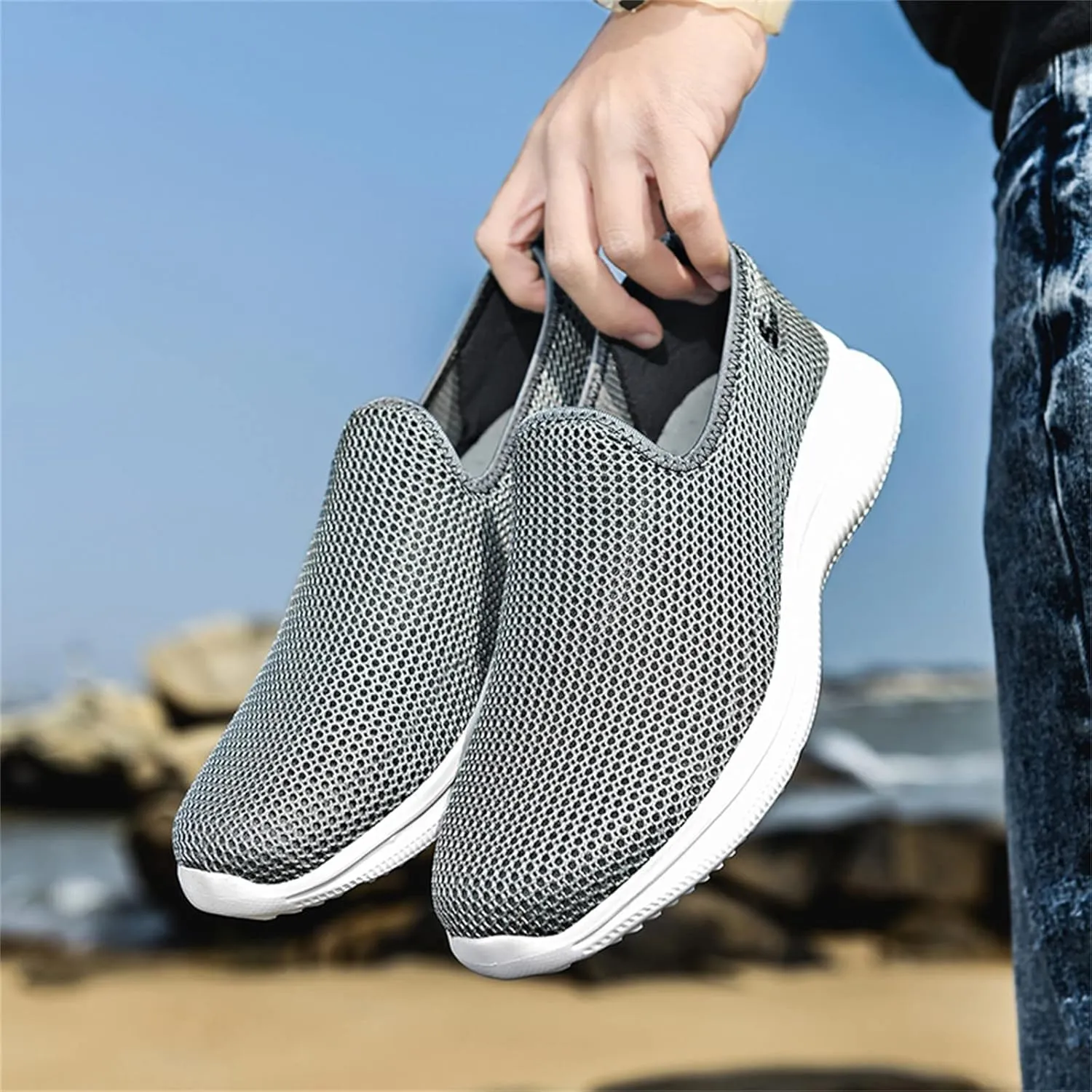 Women's Walking Shoes Cushion Comfortable Breeze Shoes Walking Shoes Women Arch Support Casual Shoes Slip On Wedge Sneakers Platform Tennis Shoe White Loafers