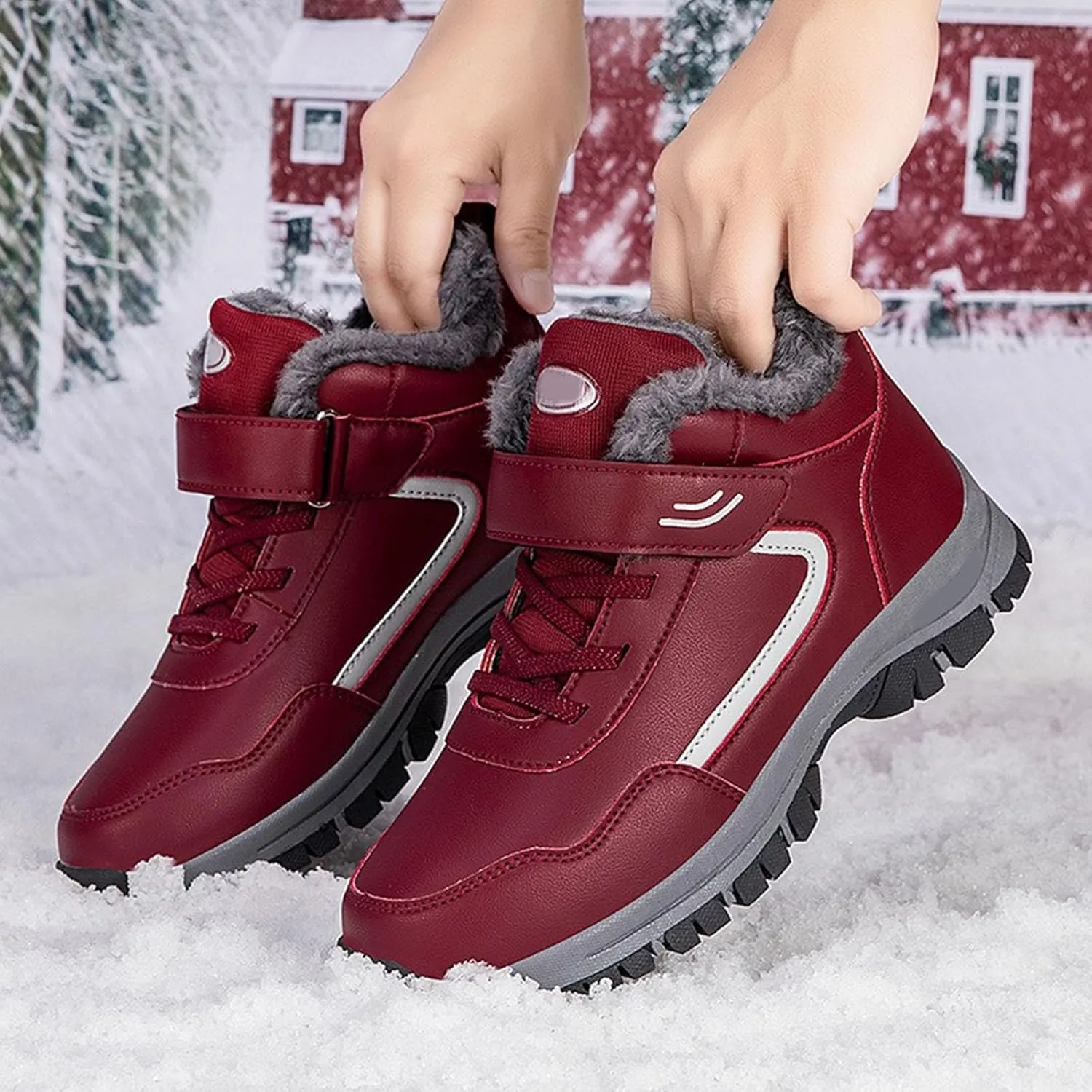Women's Winter Ankle Boots Plus Velvet Warm Snow Boots Water Proof Insulated Boots Fashion Toddler Snow Boots Size 8