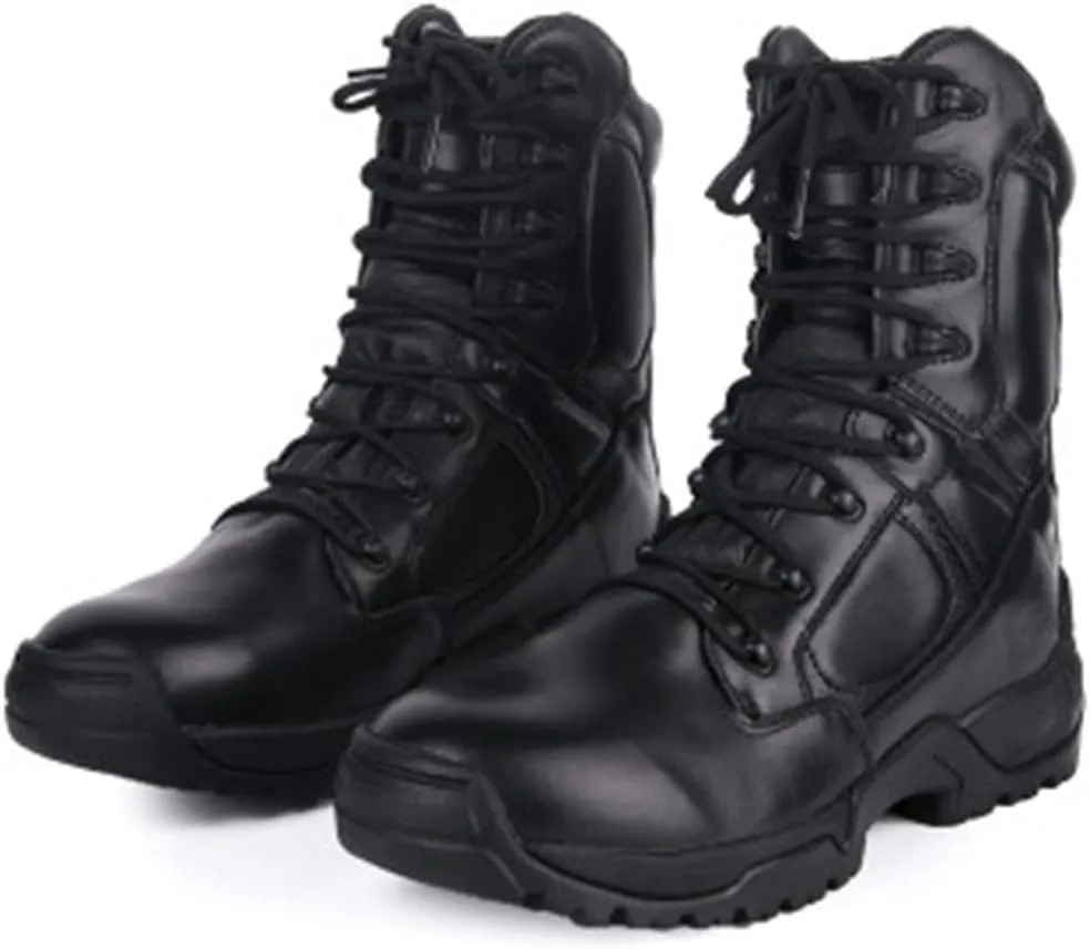 Wygwlg Men's Military Outdoor Combat Boots Lightweight Breathable Tactical Army Training Shoes Durable Safety Work Boots for Camping Hiking Off-Road Black