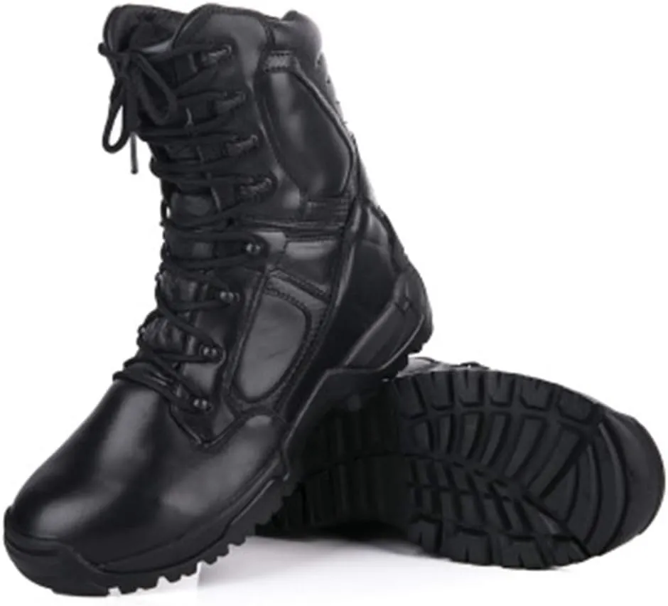 Wygwlg Men's Military Outdoor Combat Boots Lightweight Breathable Tactical Army Training Shoes Durable Safety Work Boots for Camping Hiking Off-Road Black