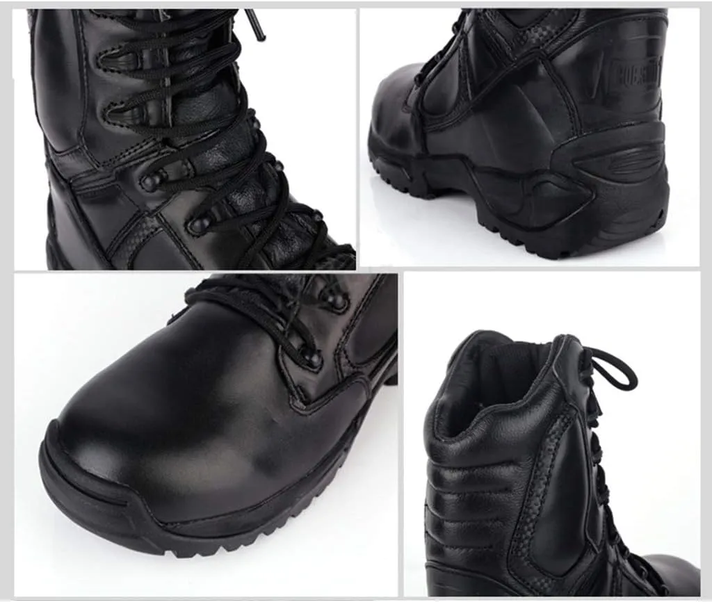 Wygwlg Men's Military Outdoor Combat Boots Lightweight Breathable Tactical Army Training Shoes Durable Safety Work Boots for Camping Hiking Off-Road Black