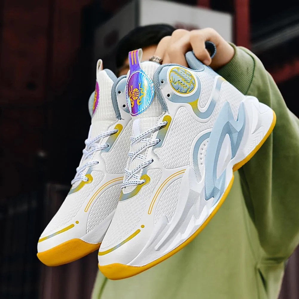 YAXE Unisex High Top Breathable Mesh Basketball Shoes Lightweight Shock Absorption and Training Sneakers