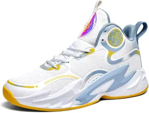 YAXE Unisex High Top Breathable Mesh Basketball Shoes Lightweight Shock Absorption and Training Sneakers
