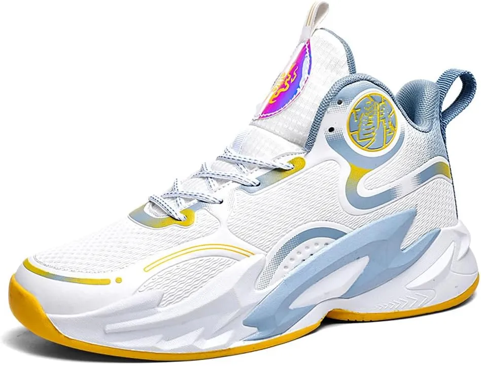 YAXE Unisex High Top Breathable Mesh Basketball Shoes Lightweight Shock Absorption and Training Sneakers