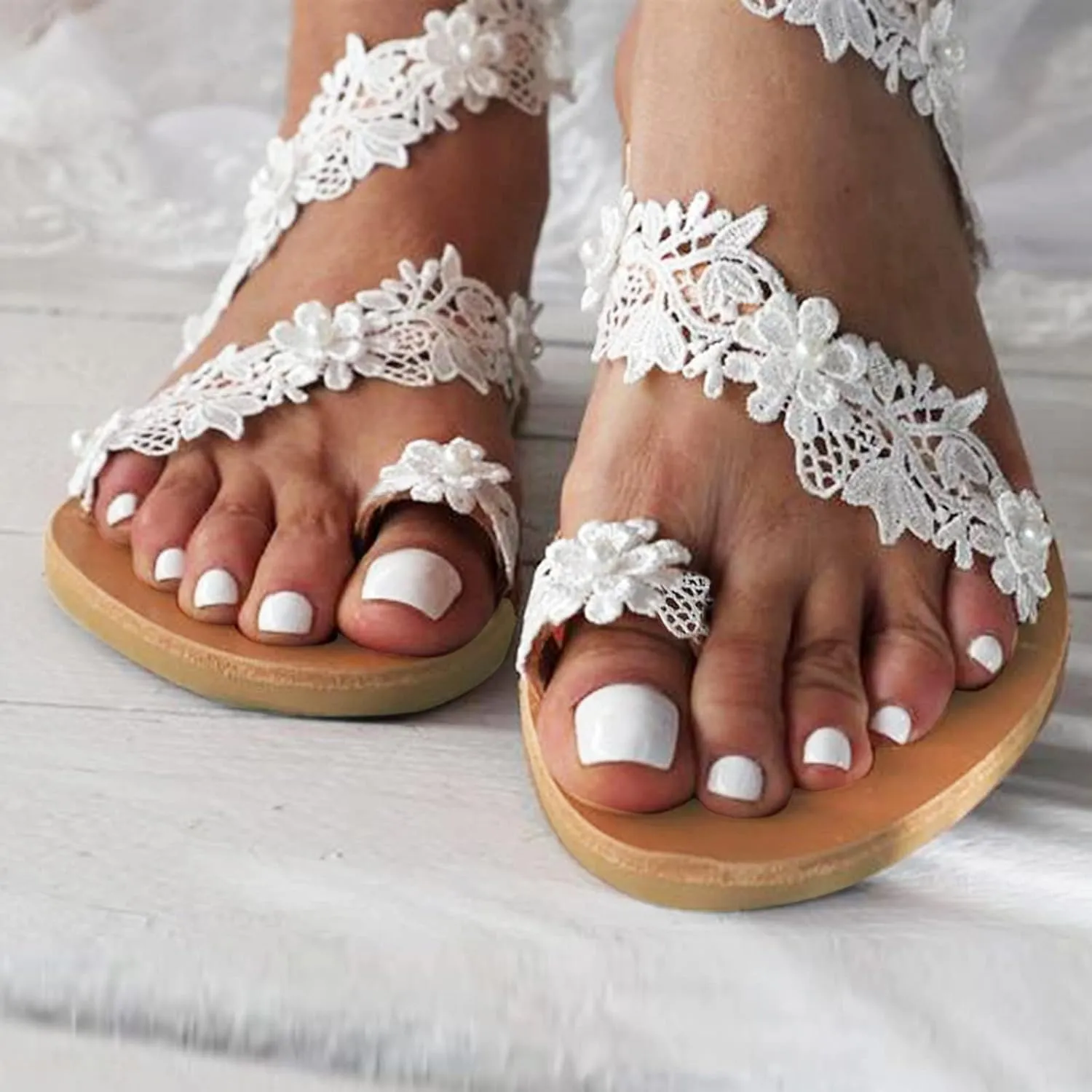 ZSpzx Flats Sandals Women Summer Dressy Wedding Shoes Breathable Comfortable Ladies Dress Cute Flower Indoor/Outdoor Peep Toe Walking Footwear Fashion Peep Toe Soft Sole Beach Vacation Slippers