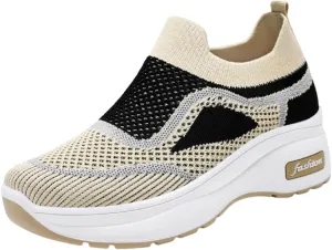 ZSpzx Womens Jogging Tennis Sneakers Slip On Air Cushioned Padded Insole Orthopedic Platform Shoes Walking Sneaker Breathable Mesh Casual Comfy Lightweight Shoe for Gym Travel Daily Wear